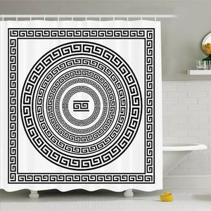 Shower Curtain Greek Key Border Print